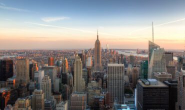 A view of the empire state building from above.