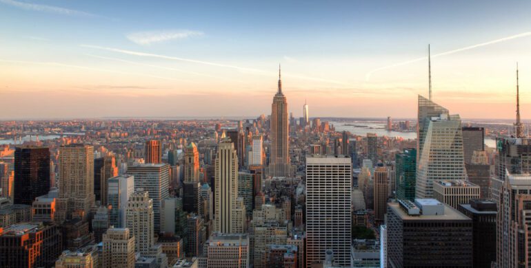 A view of the empire state building from above.